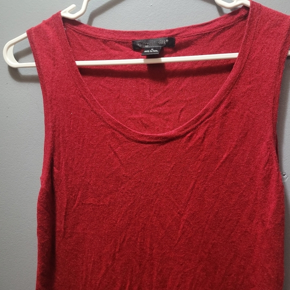 August Silk Red Sleeveless Silk Blend Tank Top M - Picture 2 of 5